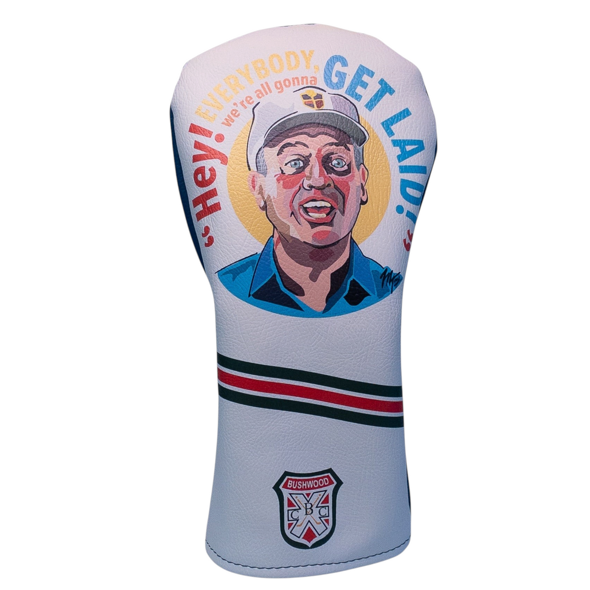 The Birdie Workshop Rodney Caddy Shack faux leather golf club cover with sublimated print and black fleece lining
